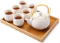 White Porcelain Tea Set with 1 Teapot Set, 6 Tea Cups, 1 Tea Tray, 1 Stainless Infuser, Cute Tea Set for Tea Lover/Women/Men