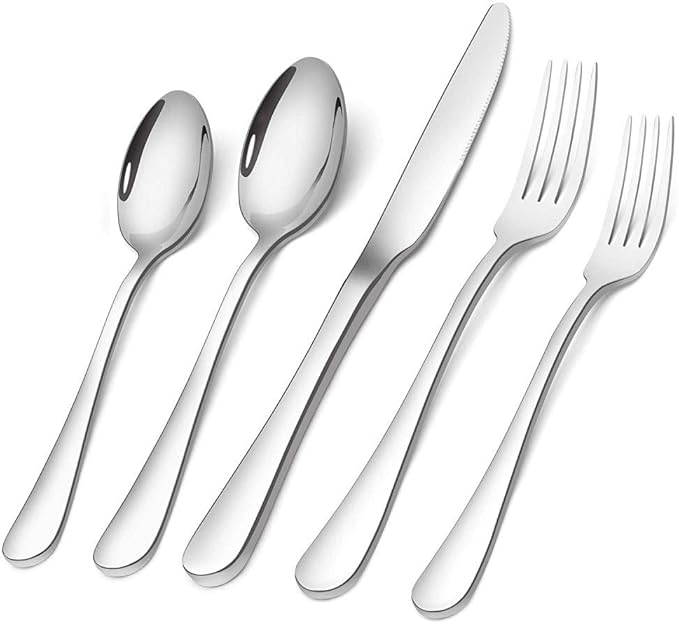 Silverware Set 20 Piece, Stainless Steel Flatware Set, Service for 4, Mirror Polished Cutlery Utensils, Include Knife Fork Spoon, Dishwasher Safe