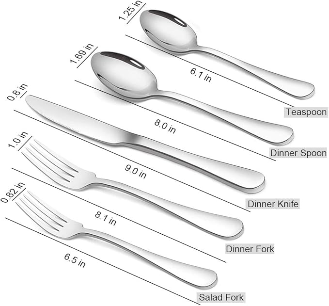 Silverware Set 20 Piece, Stainless Steel Flatware Set, Service for 4, Mirror Polished Cutlery Utensils, Include Knife Fork Spoon, Dishwasher Safe