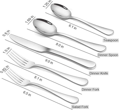 Silverware Set 20 Piece, Stainless Steel Flatware Set, Service for 4, Mirror Polished Cutlery Utensils, Include Knife Fork Spoon, Dishwasher Safe