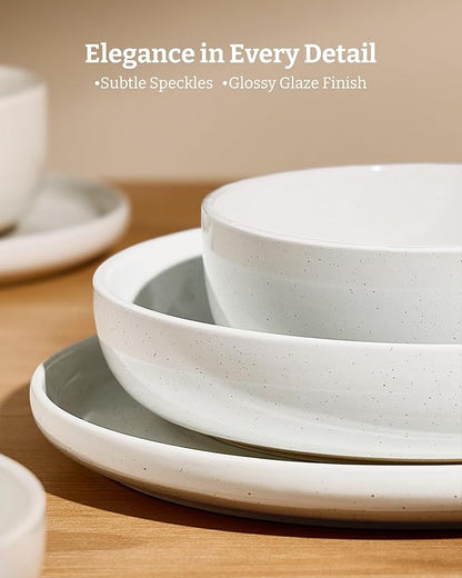 White Plates and Bowls Set, 12 Pieces Dinnerware Set, Dishes for 4