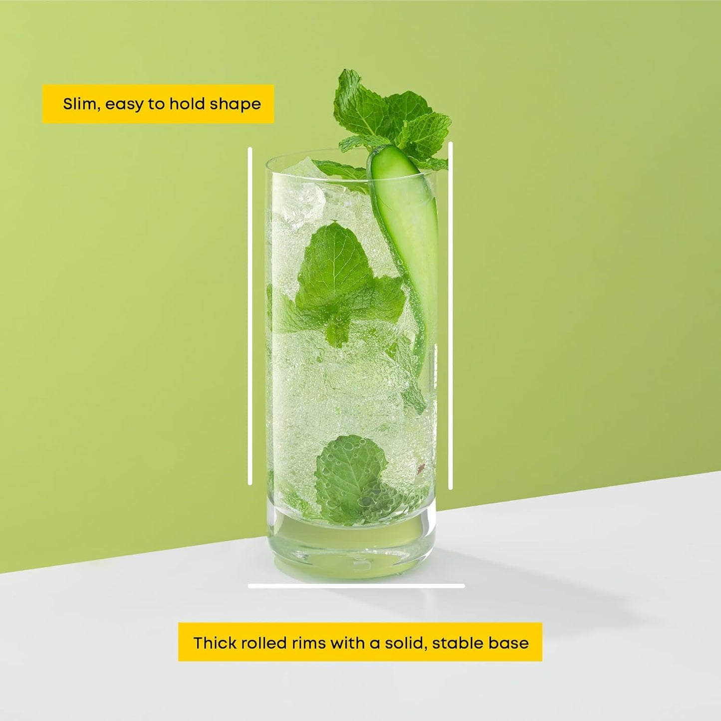 Highball Glasses Set of 6 Tall Drinking Glasses, 13oz Cocktail Glass Set