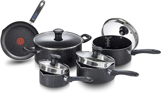 9-Piece Nonstick Cookware Set, Pots and Pans with Thermo-Spot Heat Indicator, Dishwasher Safe, Black